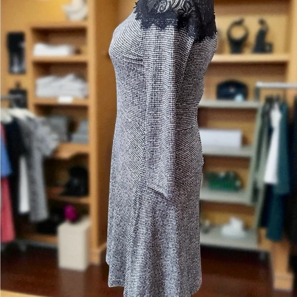 Michael Kors Elegant Black and Gray Lace Dress